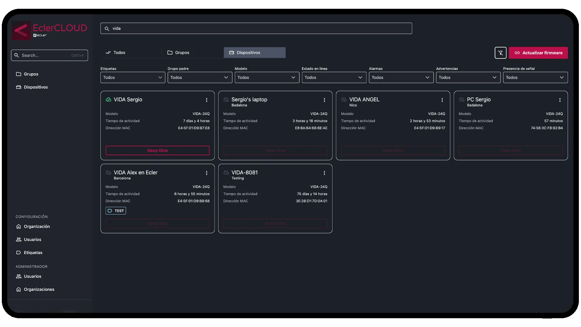 EclerCLOUD monitoring dashboard