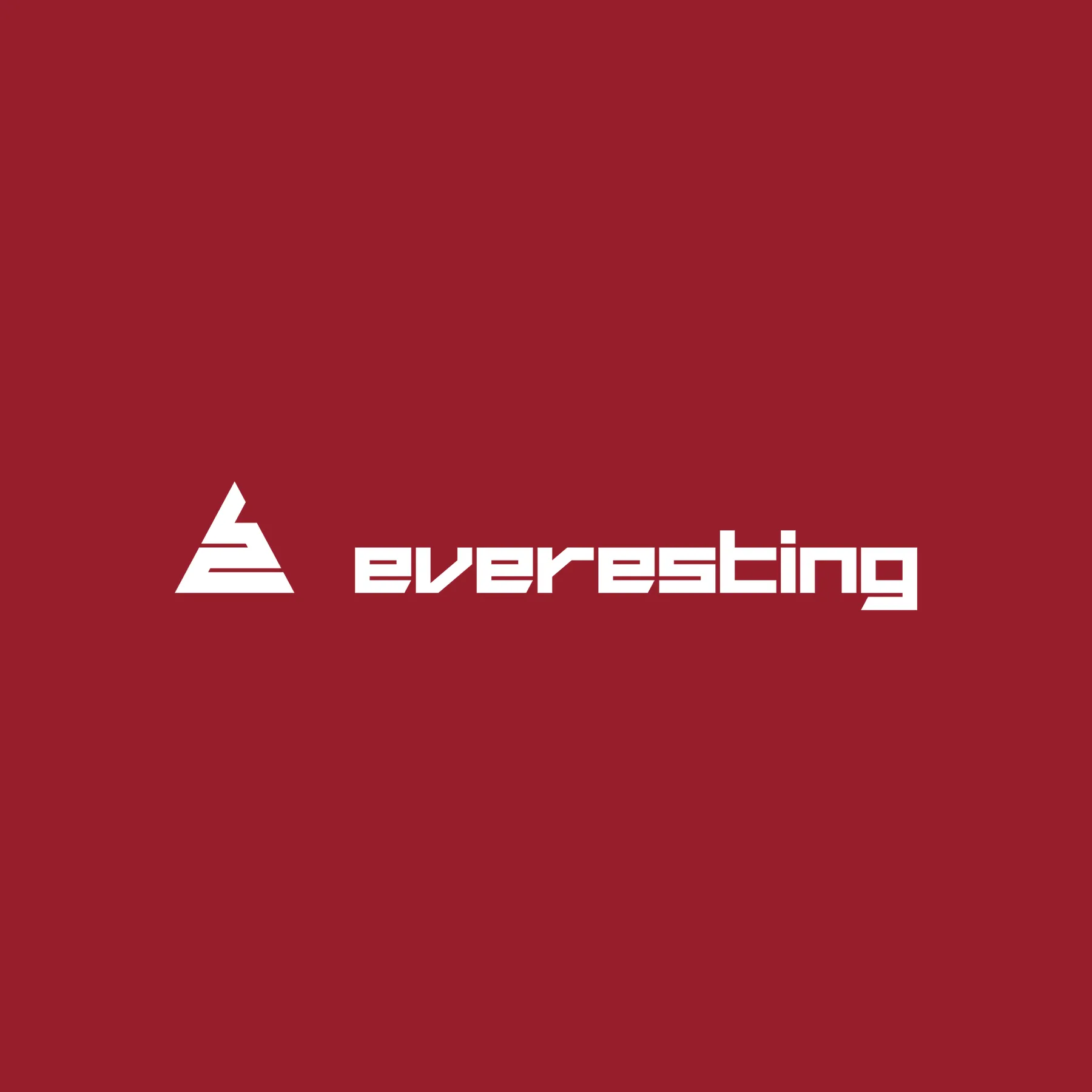 Logo de Everesting sobre fondo rojo oscuro — desarrollo mobile por MarsBased