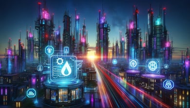 Futuristic skyscrapers, neon style